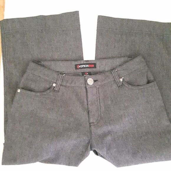 2/$35 Sale OPTION Elle 3/4 Cropped Wide legged pants Sz 4 (4-6) Grey - Picture 2 of 11